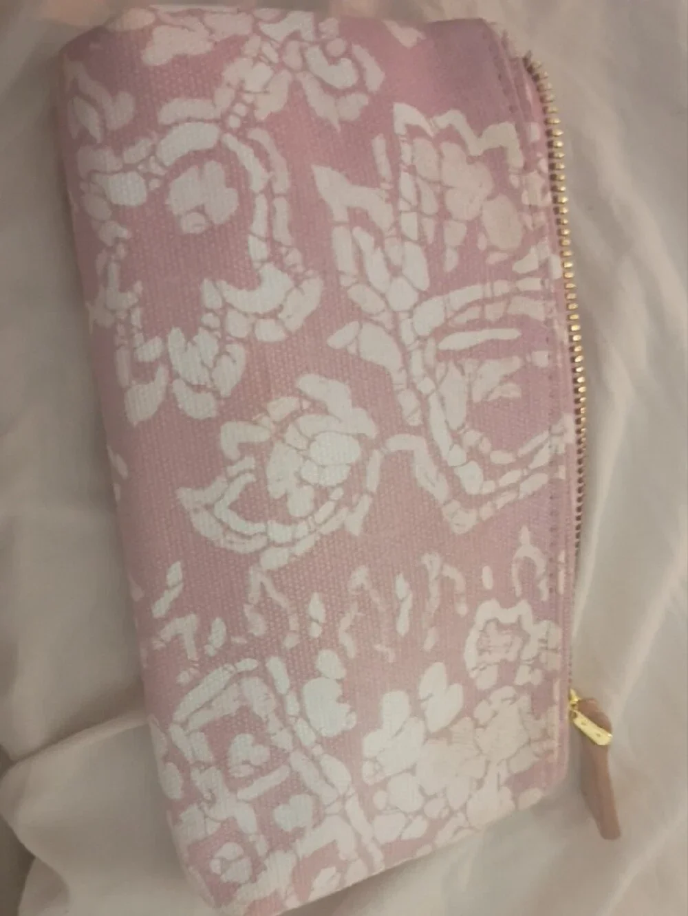 Aerin Blush Pink Pouch with Tan Leather Tag